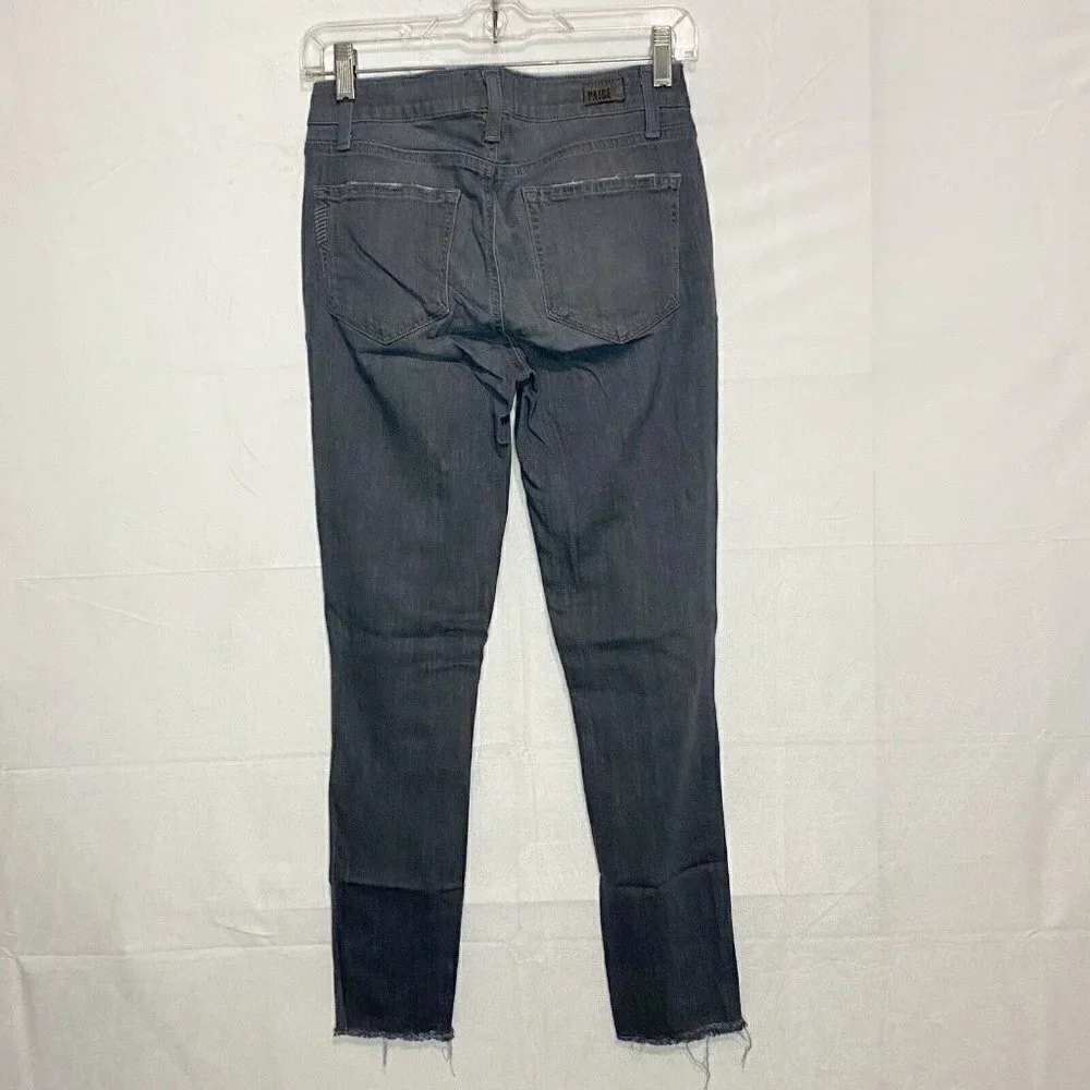 Paige Verdugo Ankle Gray Jeans Raw Cut Hem Skinny Sea Salt Women Size 27x27